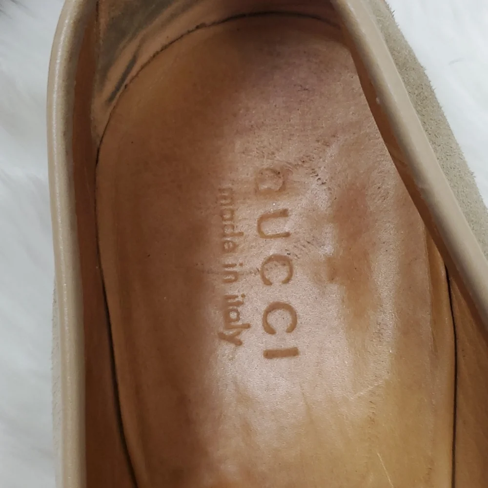 Gucci Horsebit Loafers Three tone solid suede beige slip on shoes men size 11